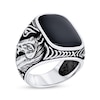 Thumbnail Image 1 of Rectangular Onyx Oxidized Horse Head Side Accent Ring in Sterling Silver