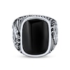 Thumbnail Image 2 of Rectangular Onyx Oxidized Horse Head Side Accent Ring in Sterling Silver