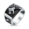 Thumbnail Image 2 of Rectangular Onyx Oxidized Lion Head Overlay Ring in Sterling Silver