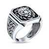 Thumbnail Image 2 of Oxidized Lion Head with Celtic Braid Octagonal Signet Ring in Sterling Silver