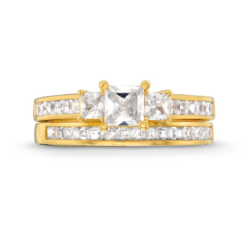 1-3/4 CT. T.W. Princess-Cut Diamond Three Stone Channel-Set Bridal Set in 14K Gold