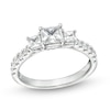 Thumbnail Image 1 of 1-1/4 CT. T.W. Princess-Cut Diamond Three Stone Tapered Shank Engagement Ring in 14K White Gold (I/I2)