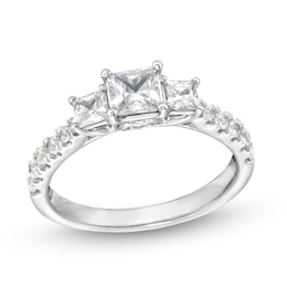 1-1/4 CT. T.W. Princess-Cut Diamond Three Stone Tapered Shank Engagement Ring in 14K White Gold (I/I2)