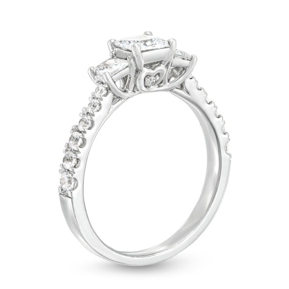 1-1/4 CT. T.w. Princess-Cut Diamond Three Stone Tapered Shank Engagement Ring in 14K White Gold (I/I2)