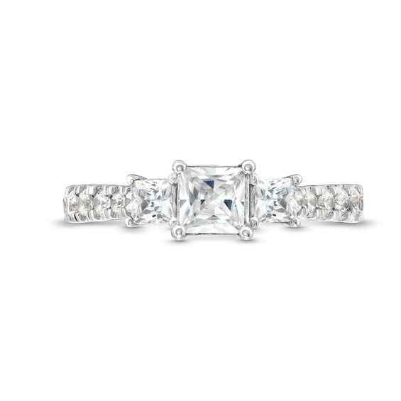 1-1/4 CT. T.w. Princess-Cut Diamond Three Stone Tapered Shank Engagement Ring in 14K White Gold (I/I2)