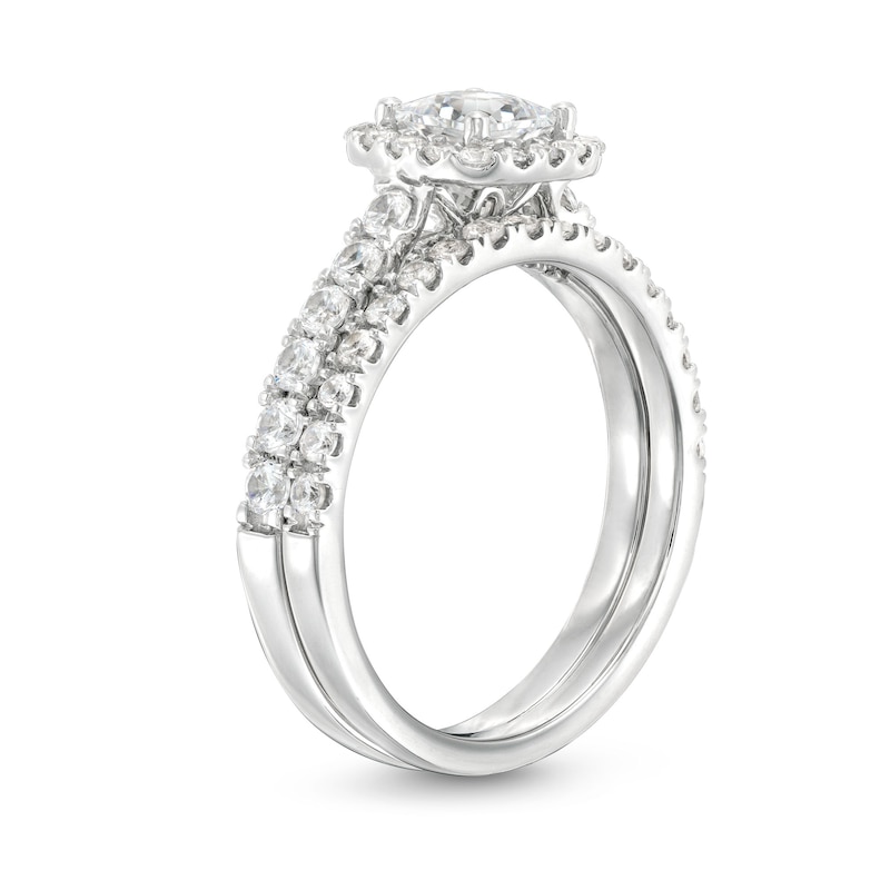 Main Image 3 of 1-1/2 CT. T.W. Princess-Cut Diamond Scallop Frame Bridal Set in 14K White Gold