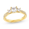 Thumbnail Image 1 of 1-1/4 CT. T.W. Princess-Cut Diamond Three Stone Tapered Shank Engagement Ring in 14K Gold (I/I2)