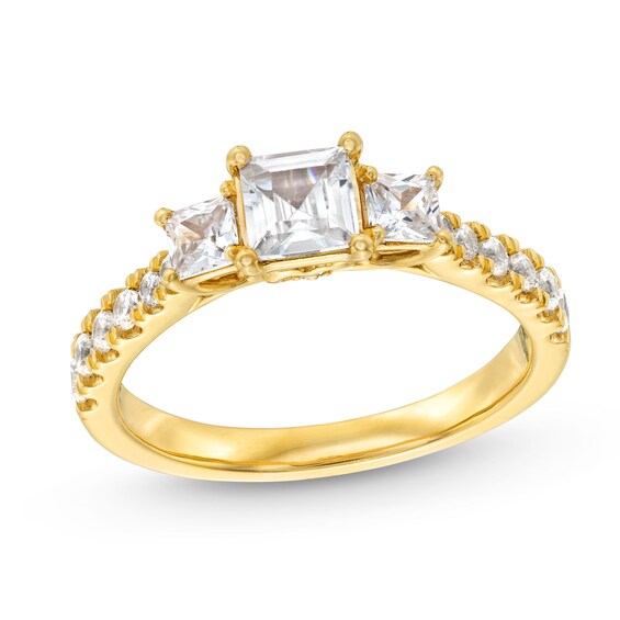 1-1/4 CT. T.w. Princess-Cut Diamond Three Stone Tapered Shank Engagement Ring in 14K Gold (I/I2)