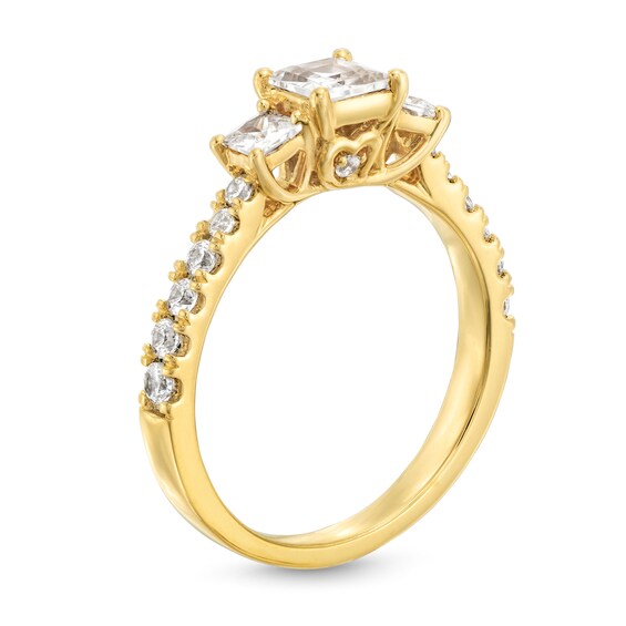 1-1/4 CT. T.w. Princess-Cut Diamond Three Stone Tapered Shank Engagement Ring in 14K Gold (I/I2)