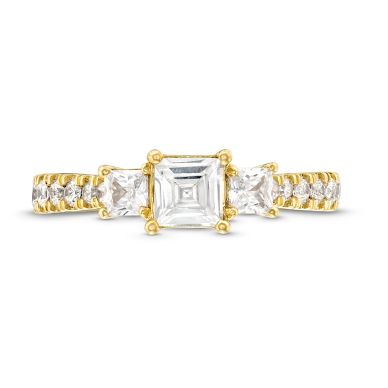 1-1/4 CT. T.w. Princess-Cut Diamond Three Stone Tapered Shank Engagement Ring in 14K Gold (I/I2)