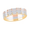 Thumbnail Image 0 of 3/8 CT. T.W. Baguette and Round Diamond Duo Three Piece Stackable Ring Set in Sterling Silver and Two-Tone Rhodium