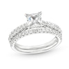 Thumbnail Image 1 of 1-3/4 CT. T.W. Princess-Cut Diamond Hidden Halo Tapered Shank Vintage-Style Bridal Set in 14K White Gold