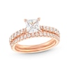 Thumbnail Image 1 of 1-3/4 CT. T.W. Princess-Cut Diamond Hidden Halo Tapered Shank Vintage-Style Bridal Set in 14K Rose Gold
