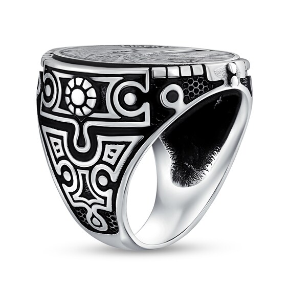 Oxidized Eagle Head Liberty 1937 Coin Ring in Sterling Silver