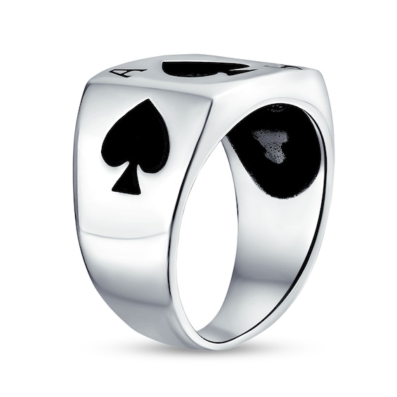 Oxidized Ace of Spades Signet Ring Sterling Silver