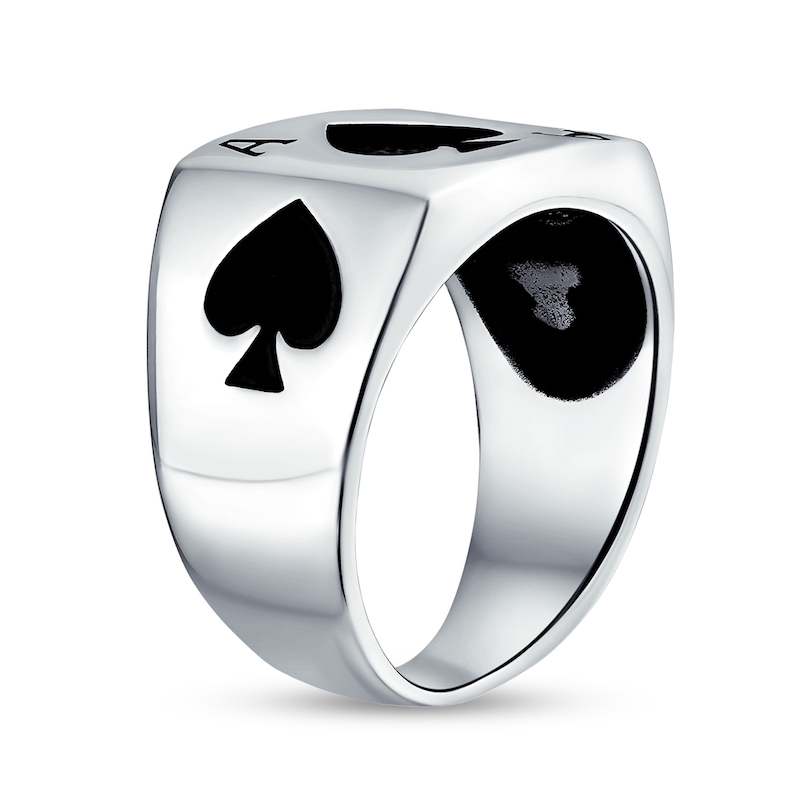 Main Image 2 of Men's Oxidized Ace of Spades Signet Ring in Sterling Silver