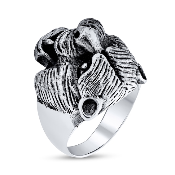 Oxidized Roaring Bear Ring in Sterling Silver