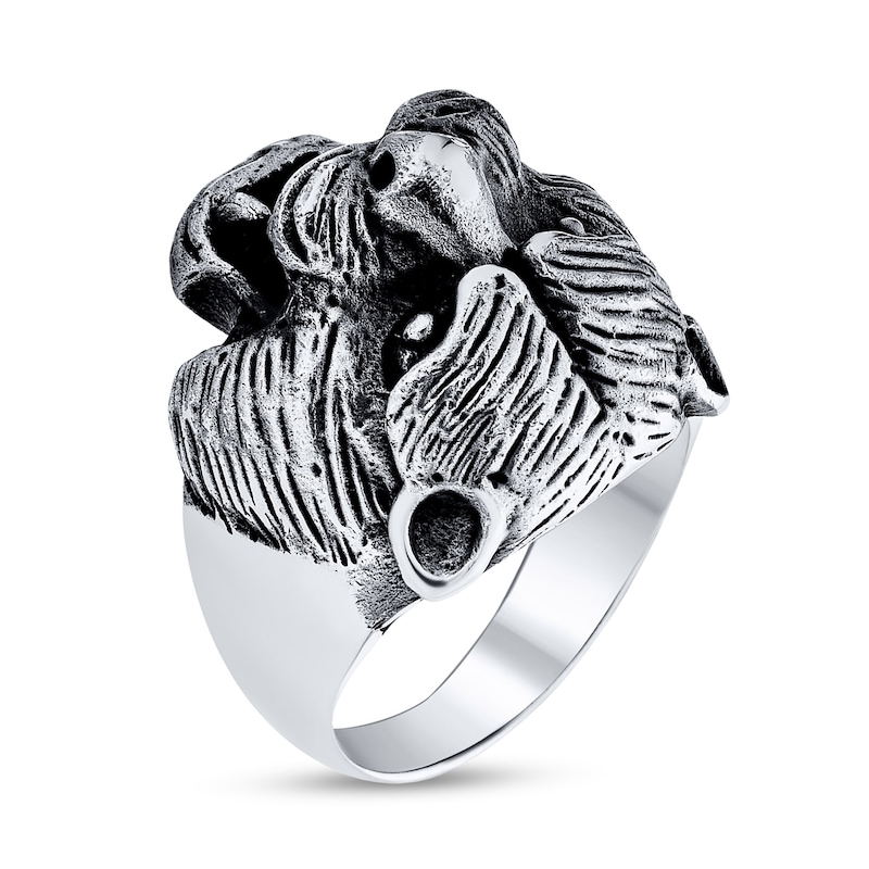 Main Image 2 of Men's Oxidized Roaring Bear Ring in Sterling Silver