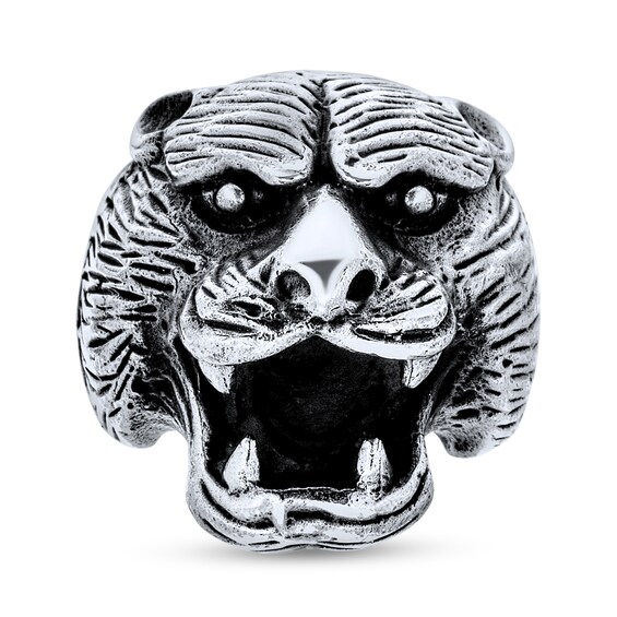 Oxidized Roaring Bear Ring in Sterling Silver