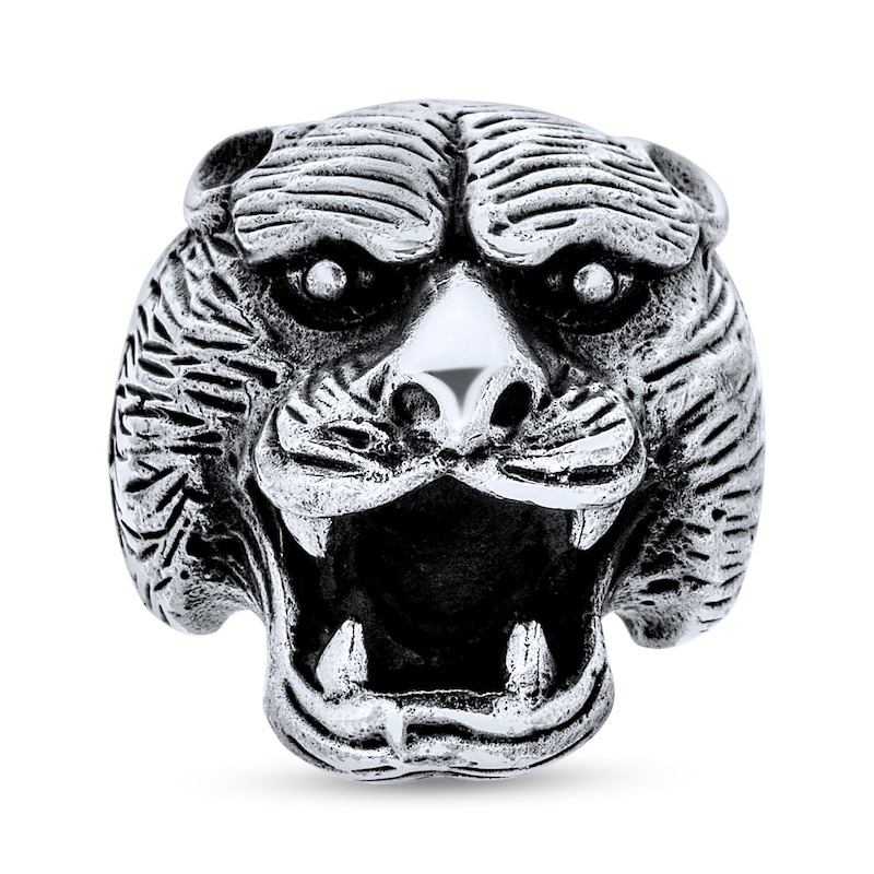 Main Image 3 of Men's Oxidized Roaring Bear Ring in Sterling Silver