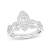 Thumbnail Image 1 of 1/4 CT. T.W. Marquise-Shaped Multi-Diamond Frame Art Deco-Inspired Bridal Set in Sterling Silver