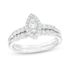 Thumbnail Image 1 of 1/2 CT. T.W. Marquise-Shaped Multi-Diamond Frame Bridal Set in 10K White Gold