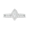 Thumbnail Image 4 of 1/2 CT. T.W. Marquise-Shaped Multi-Diamond Frame Bridal Set in 10K White Gold