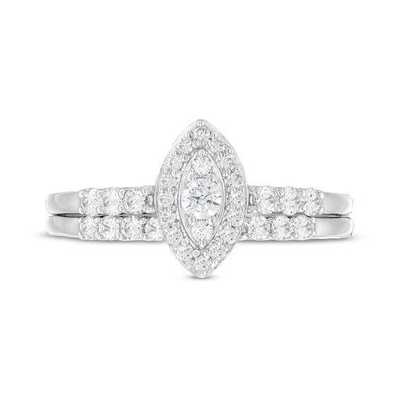 1/2 CT. T.w. Marquise-Shaped Multi-Diamond Frame Bridal Set in 10K White Gold