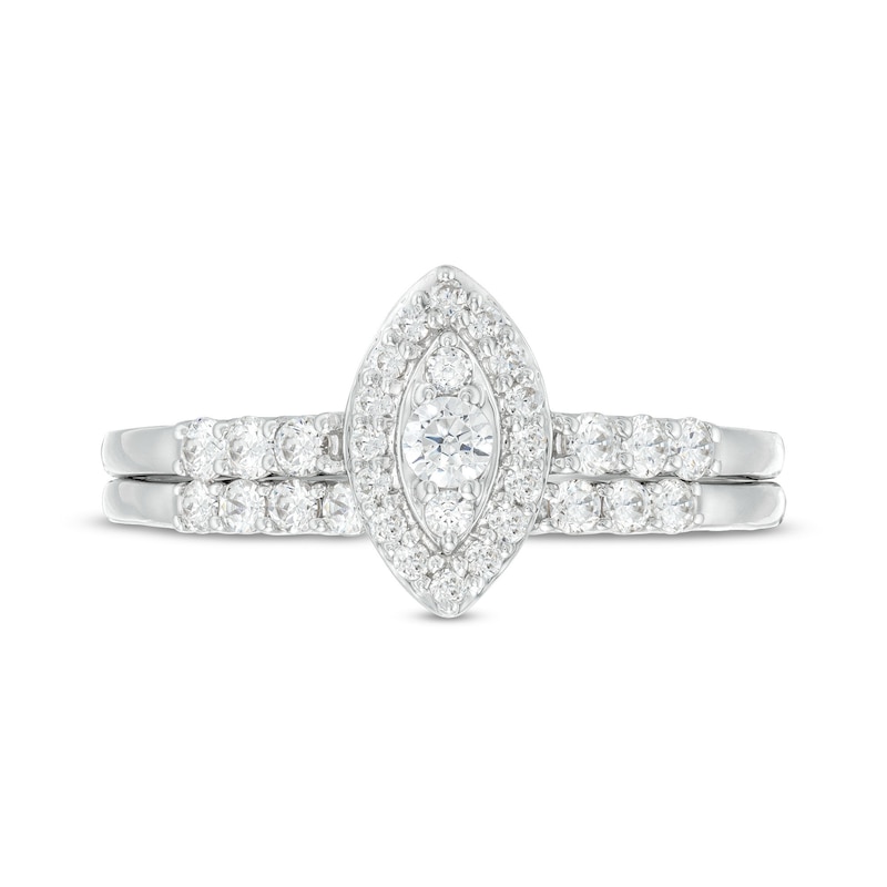 Main Image 4 of 1/2 CT. T.W. Marquise-Shaped Multi-Diamond Frame Bridal Set in 10K White Gold
