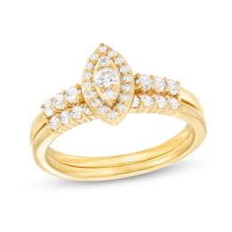 1/2 CT. T.W. Marquise-Shaped Multi-Diamond Frame Bridal Set in 10K Gold