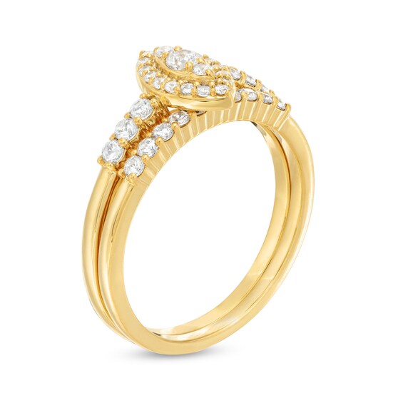 1/2 CT. T.w. Marquise-Shaped Multi-Diamond Frame Bridal Set in 10K Gold