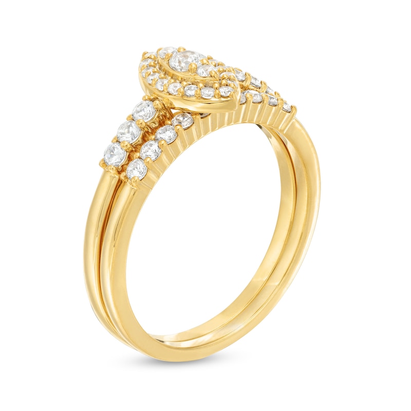 Main Image 3 of 1/2 CT. T.W. Marquise-Shaped Multi-Diamond Frame Bridal Set in 10K Gold