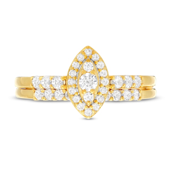 1/2 CT. T.w. Marquise-Shaped Multi-Diamond Frame Bridal Set in 10K Gold