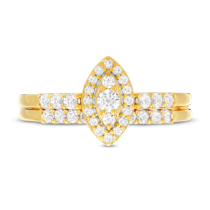 Main Image 4 of 1/2 CT. T.W. Marquise-Shaped Multi-Diamond Frame Bridal Set in 10K Gold