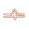 Thumbnail Image 4 of 1/2 CT. T.W. Marquise-Shaped Multi-Diamond Frame Bridal Set in 10K Rose Gold