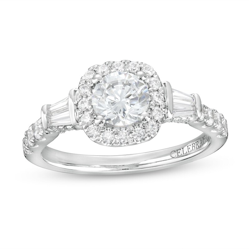 Main Image 1 of Celebration Infinite™ 1-3/4 CT. T.W. Certified Diamond Cushion-Shaped Frame Engagement Ring in 14K White Gold (I/SI2)