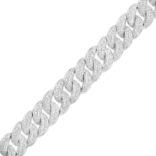 2 CT. T.W. Diamond Cuban Curb Chain Bracelet in Sterling Silver - 8.5"