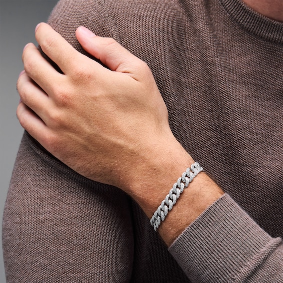 2 CT. T.w. Diamond Cuban Curb Chain Bracelet in Sterling Silver - 8.5"