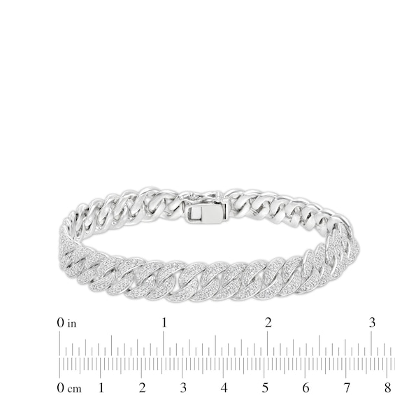Men's 2 CT. T.w. Diamond Cuban Curb Chain Bracelet in Sterling Silver - 8.5"