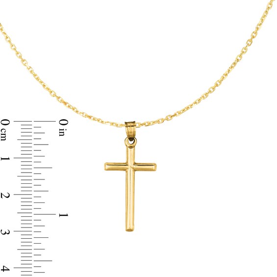 Cross Drop Pendant in Hollow 14K Gold