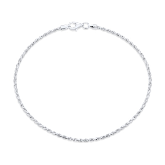 2.0mm Rope Chain Anklet in Solid Sterling Silver - 9.0"
