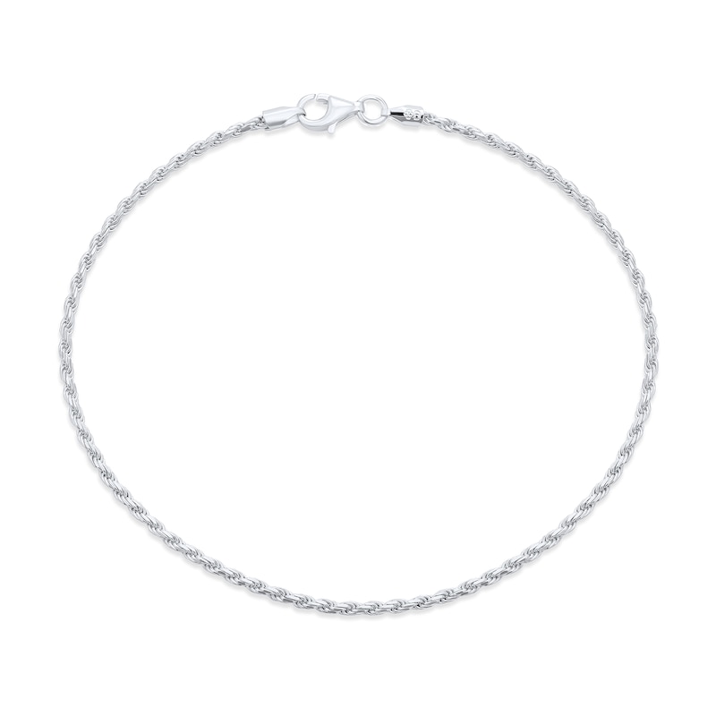 2.0mm Rope Chain Anklet in Solid Sterling Silver  - 9.0"