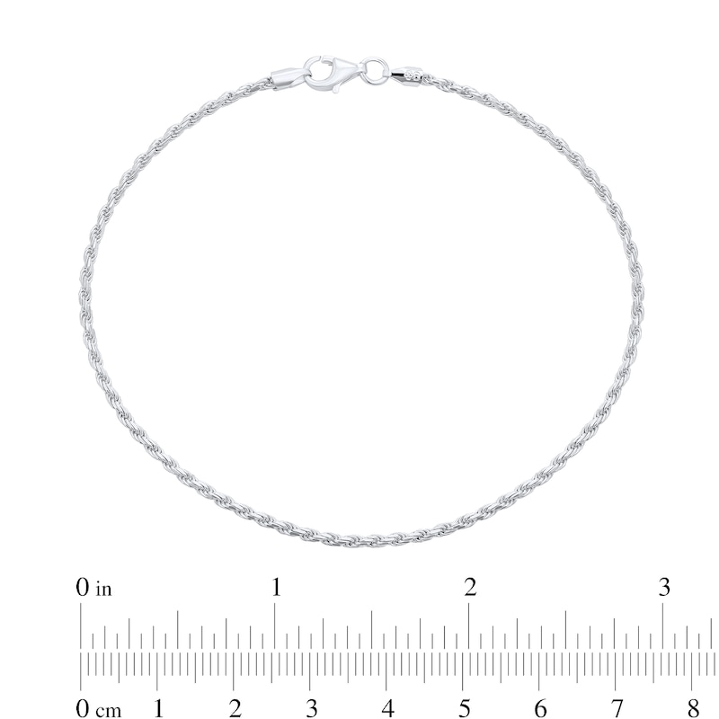 2.0mm Rope Chain Anklet in Solid Sterling Silver  - 9.0"