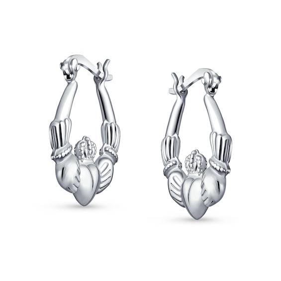 Claddagh Hoop Earrings in Sterling Silver