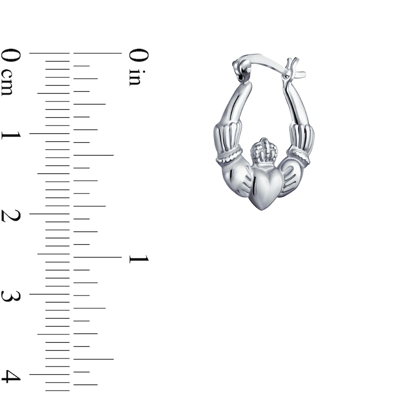 Main Image 4 of Claddagh Hoop Earrings in Sterling Silver