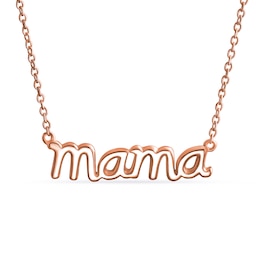 "mama" Necklace in Sterling Silver with 14K Rose Gold Plate - 16"