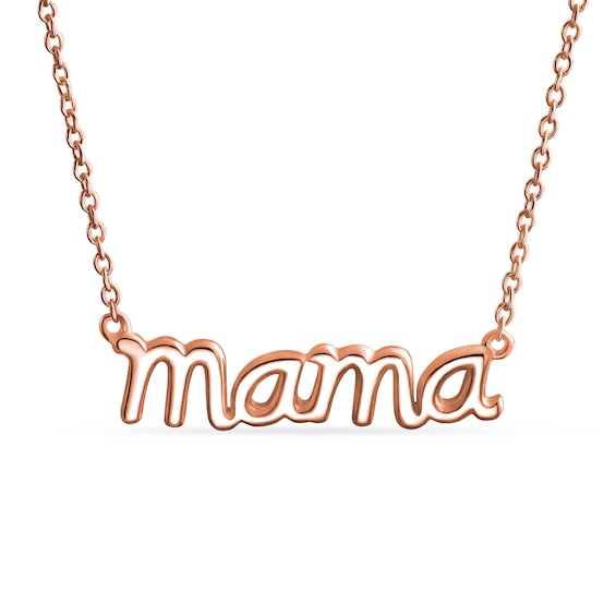 "mama" Necklace in Sterling Silver with 14K Rose Gold Plate - 16"