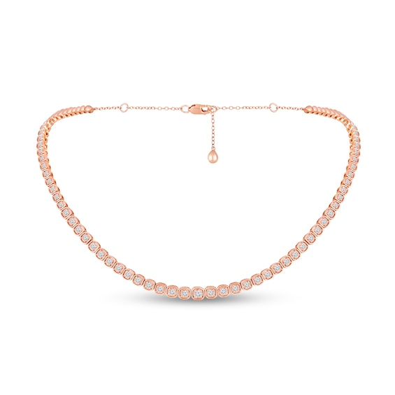 2 CT. T.w. Diamond Tennis Choker Necklace in 10K Rose Gold - 16"