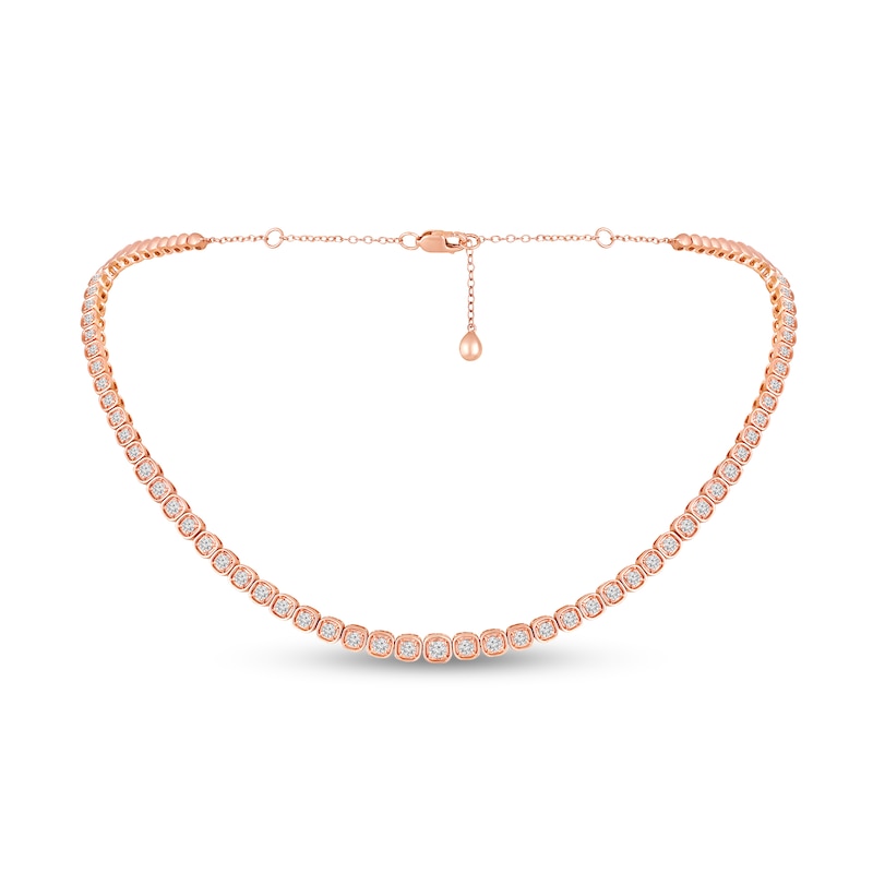 2 CT. T.W. Diamond Tennis Choker Necklace in 10K Rose Gold - 16"