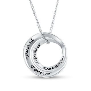 Mother/Daughter Friends Forever Winding Circle Pendant in Sterling Silver